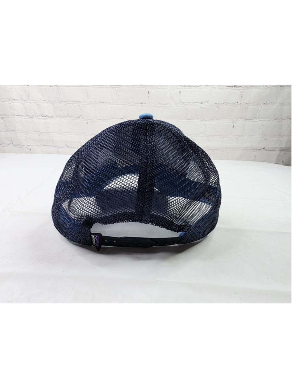 Patagonia FITZ ROY Snapback Hat Mountain Patch Mesh Trucker Cap Carolina Blue - Picture 2 of 3